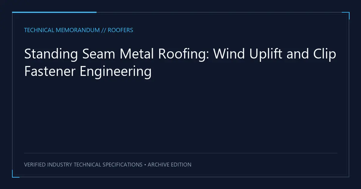 Standing Seam Metal Roofing: Wind Uplift and Clip Fastener Engineering - Guides Analysis